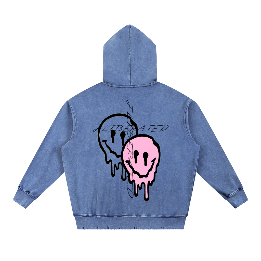 Snow Wash Hand-Frayed Heavyweight  Hoodie