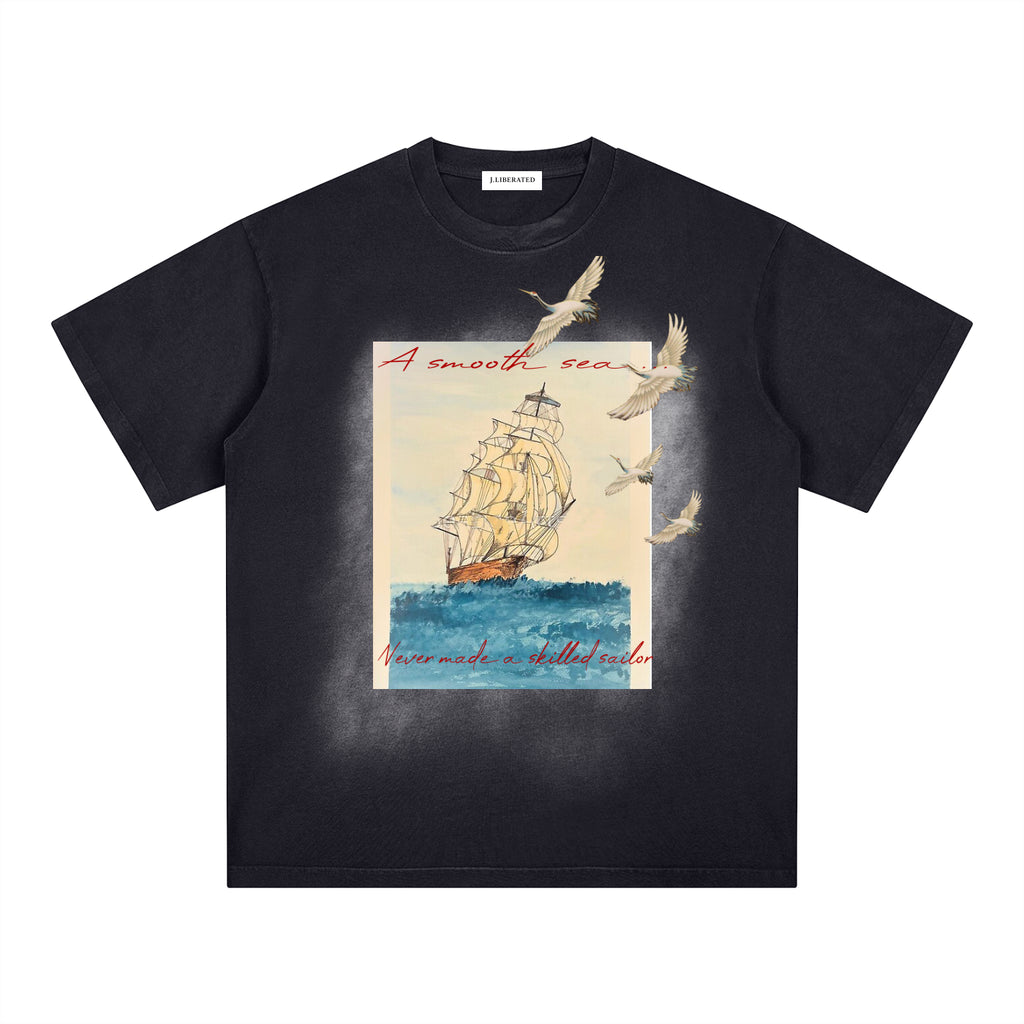 Square Patch Monkey Washed T-Shirt