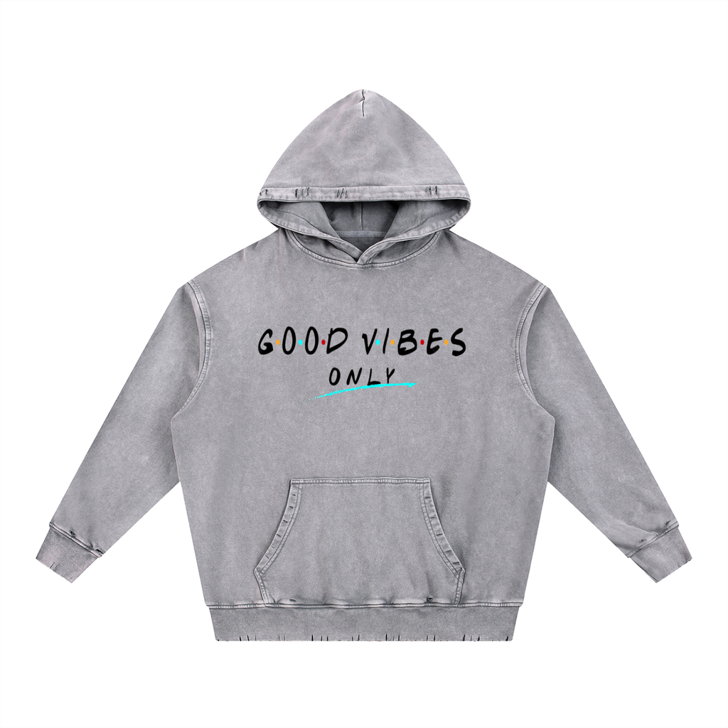 Snow Wash Hand-Frayed Heavyweight  Hoodie