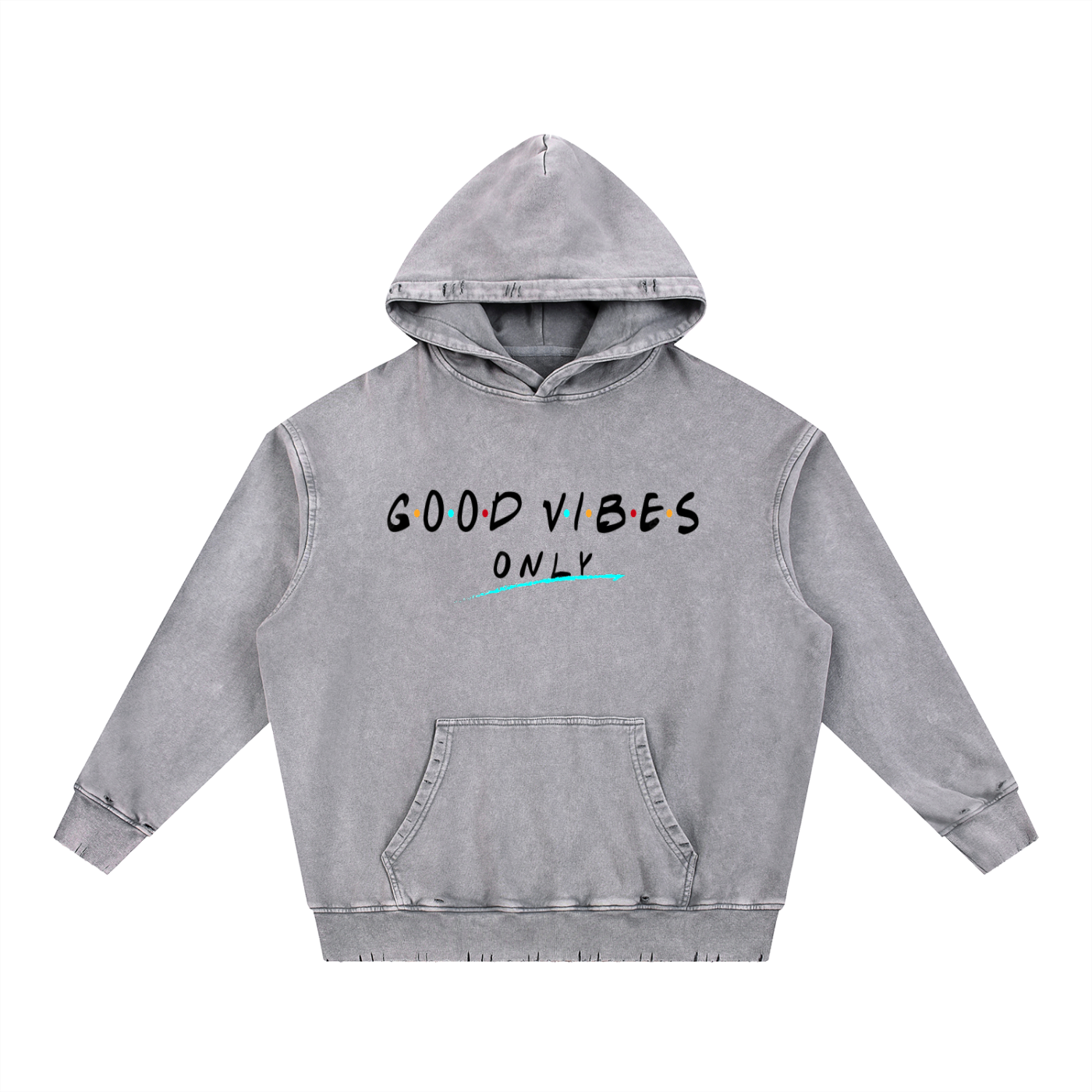 Snow Wash Hand-Frayed Heavyweight  Hoodie