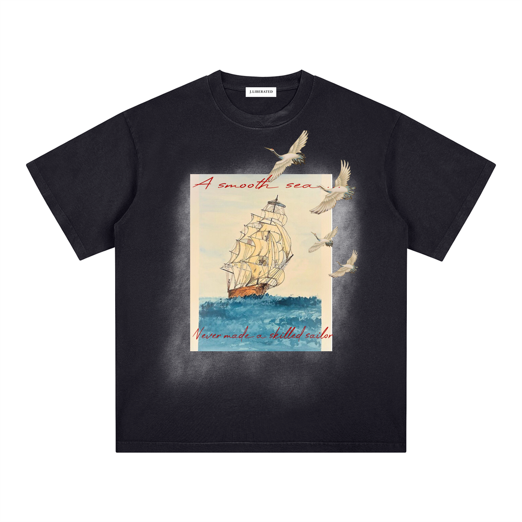 Square Patch Monkey Washed T-Shirt
