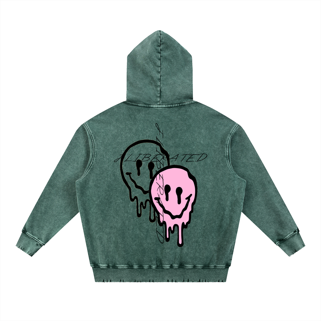 Snow Wash Hand-Frayed Heavyweight  Hoodie